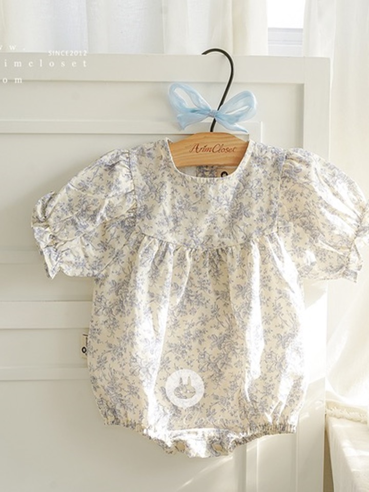 Summer Lovely Blue Flower C Baby Body Suit