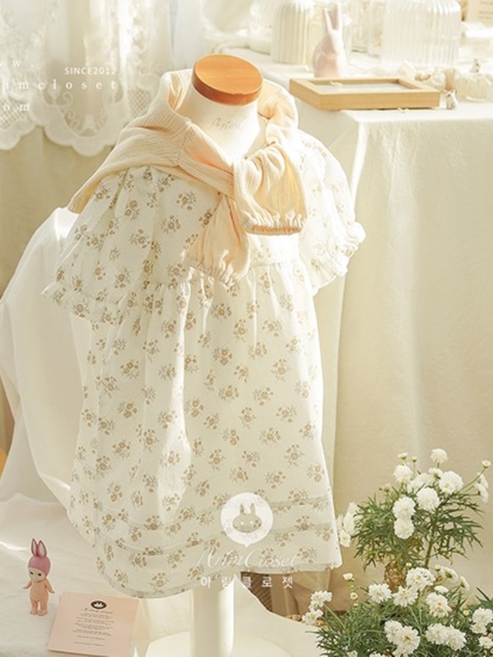 Lovely Pure Beige Flower C One-Piece