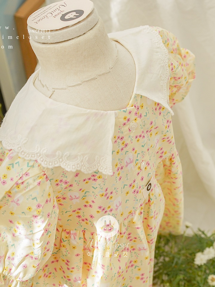 Cute Flower Bunny Yellow C One-Piece
