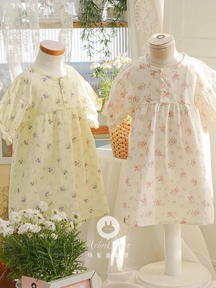 Olive Peach Flower C Baby One-Piece