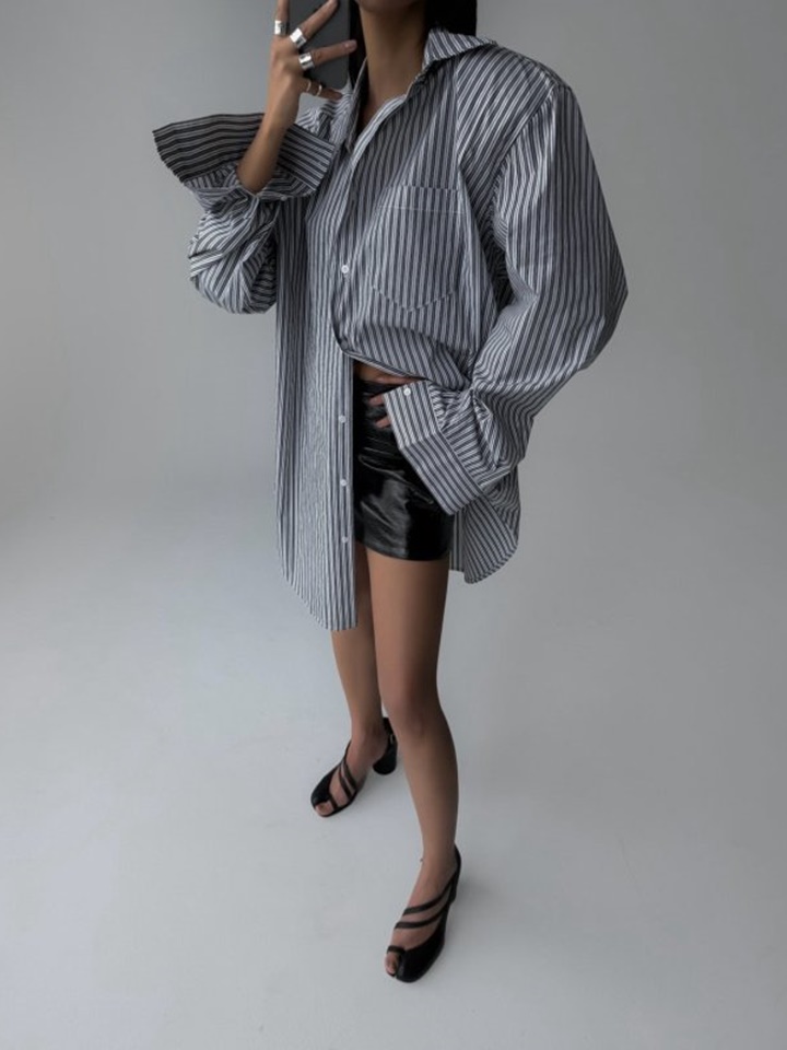 Boyfriend Fit Oversized ST Button Down Shirt