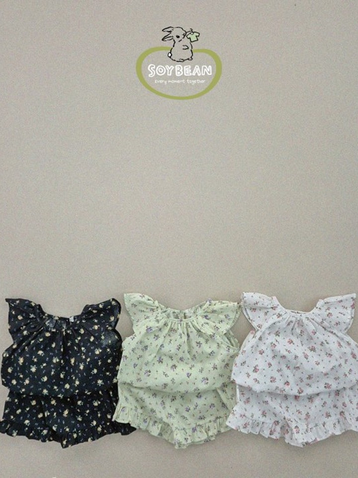 Wing Flower Blouse Top Bottom Set