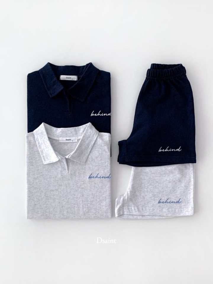 Behind Collar Top Bottom Set
