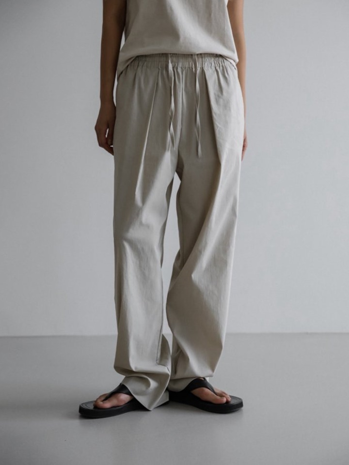 L Drawstring Banded Detail Wide Slacks