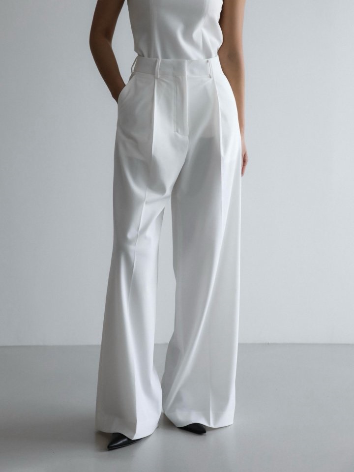 Tailored One Pin Tuck Wide Slacks