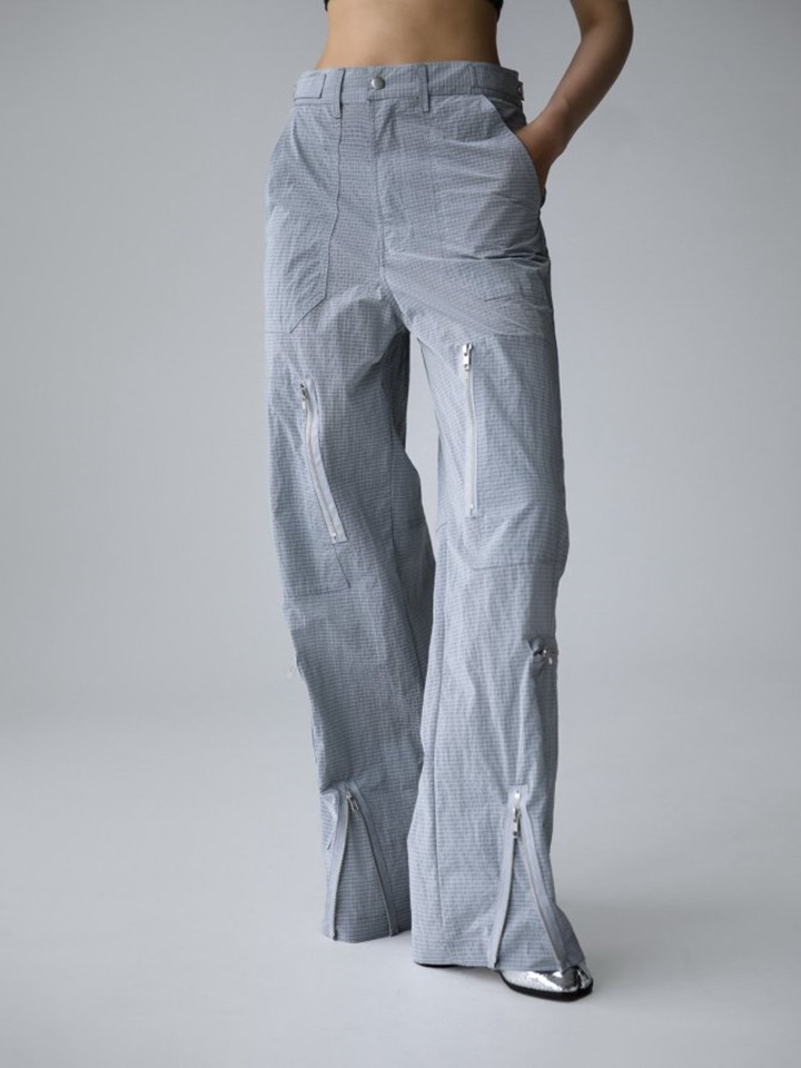 Lux Zipped Detail Ripstop Wide Trousers