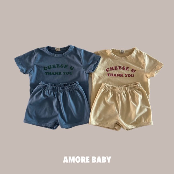 A More - Korean Baby Fashion - #babyoninstagram - Cheese Top Bottom Set