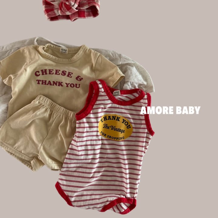 A More - Korean Baby Fashion - #babywear - Cheese Top Bottom Set - 5