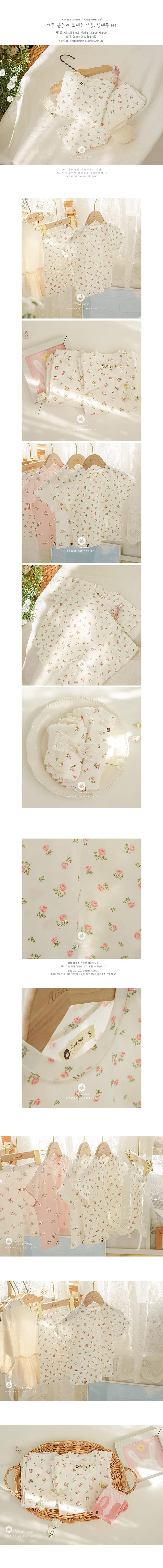 Arim Closet - Korean Children Fashion - #kidsshorts - Flower Summer Homewear Set - 3