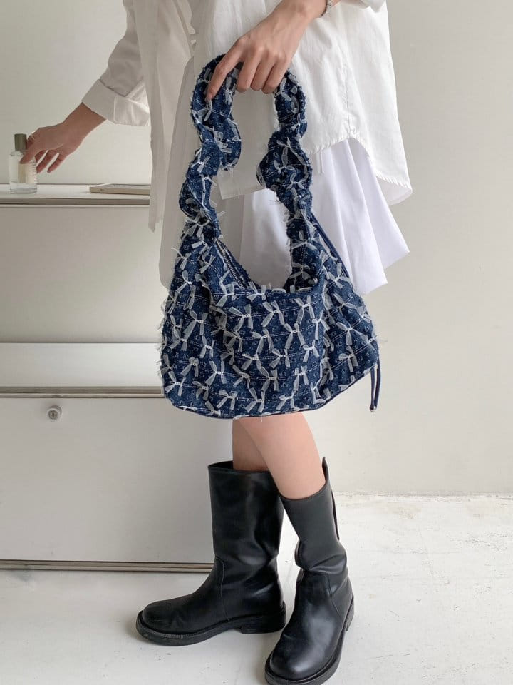 Attention plz - Korean Women Fashion - #momslook - Ribbon Denim Shoulder Bag - 11
