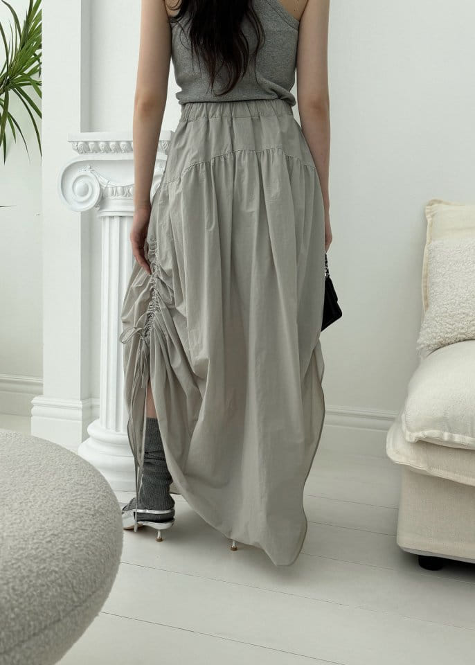Auver_Fit - Korean Women Fashion - #momslook - Side Shirring Skirt - 5