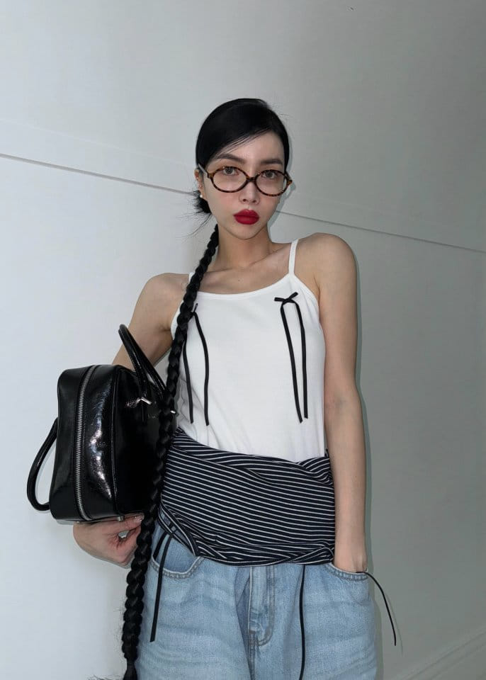 Auver_Fit - Korean Women Fashion - #momslook - ST Ribbon String Sleeveless Tee - 6