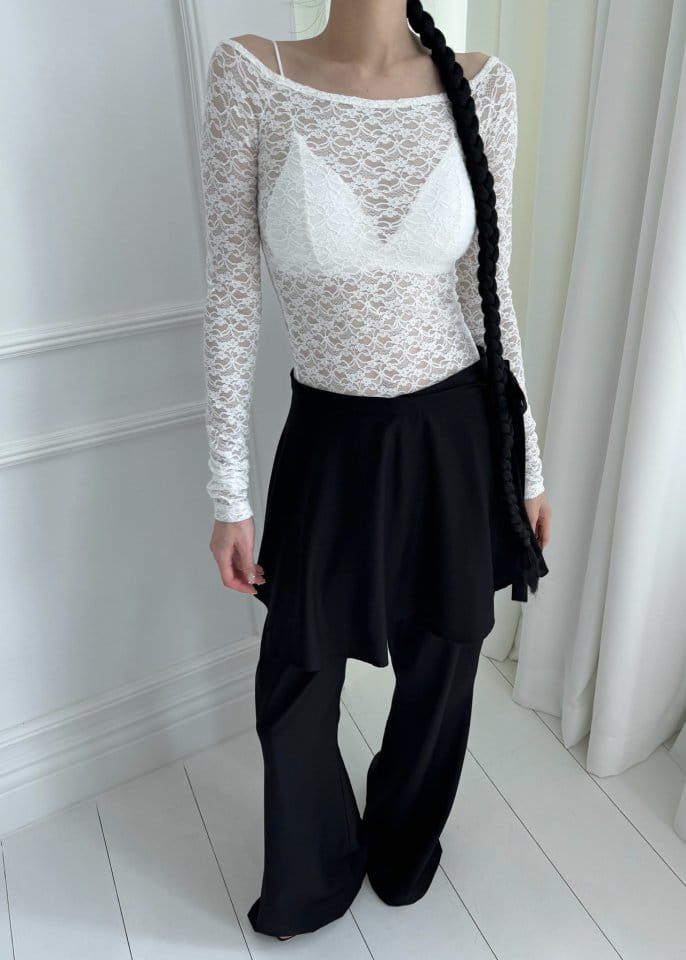 Auver_Fit - Korean Women Fashion - #vintagekidsstyle - Lace Off Shoulder  - 8