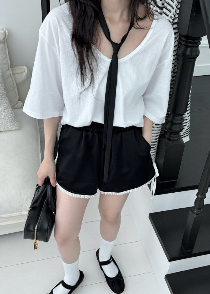 Auver_Fit - Korean Women Fashion - #womensfashion - Jersey Ribbon Shorts - 3