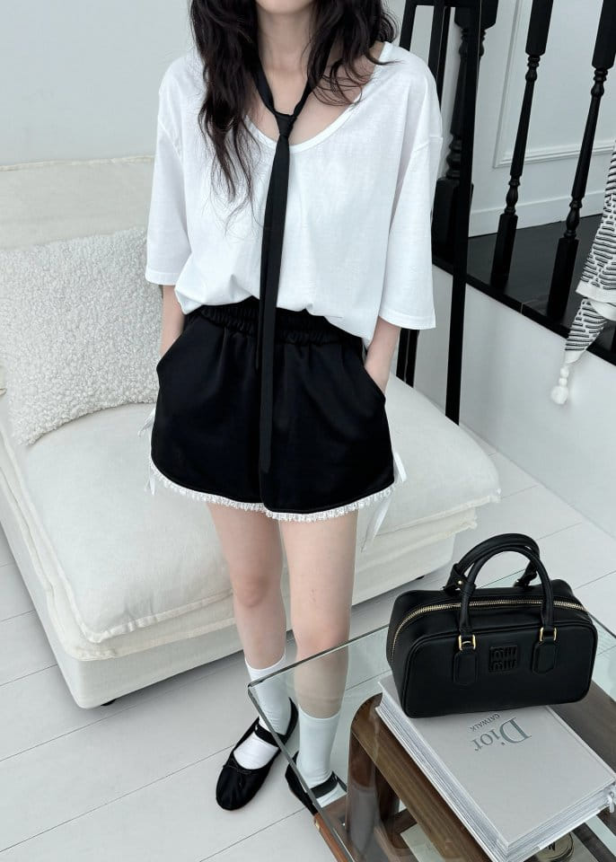 Auver_Fit - Korean Women Fashion - #womensfashion - Jersey Ribbon Shorts - 5