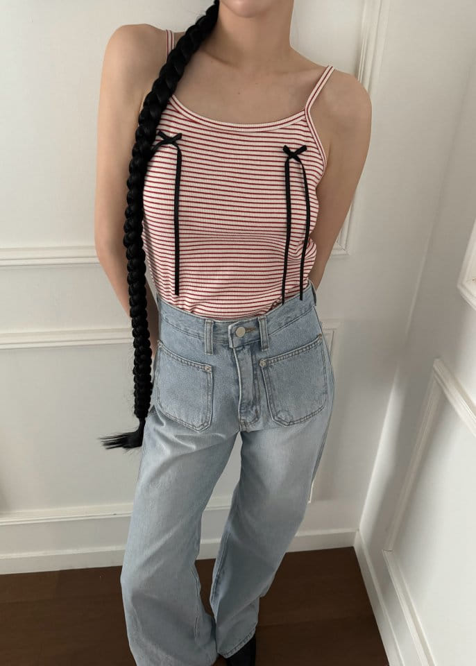 Auver_Fit - Korean Women Fashion - #womensfashion - ST Ribbon String Sleeveless Tee - 2