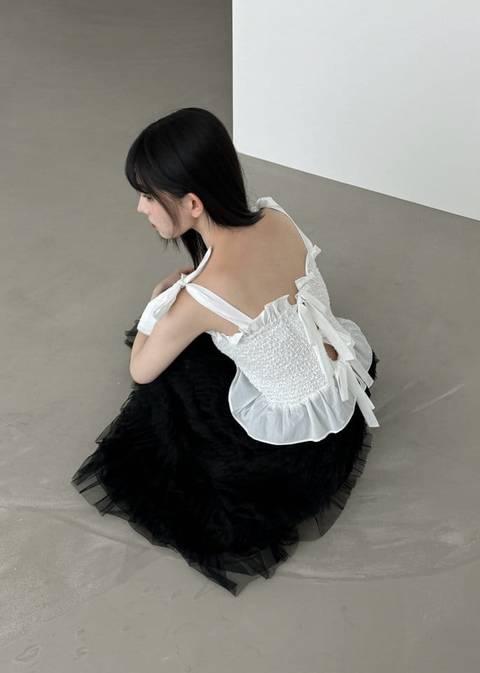 Black Fuchsia - Korean Women Fashion - #womensfashion - Smoke Ribbon Top - 5