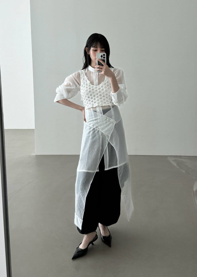 Black Fuchsia - Korean Women Fashion - #womensfashion - See Through Wrap Skirt