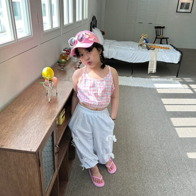 Bobo j - Korean Children Fashion - #designkidswear - Check Ribbon Top
