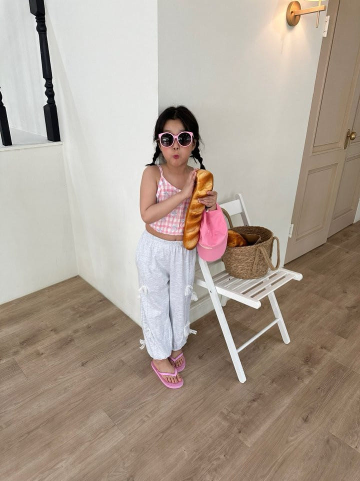 Bobo j - Korean Children Fashion - #fashionkids - Check Ribbon Top - 3
