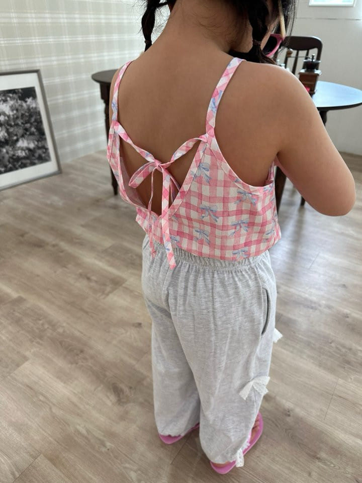 Bobo j - Korean Children Fashion - #fashionkids - Check Ribbon Top - 4