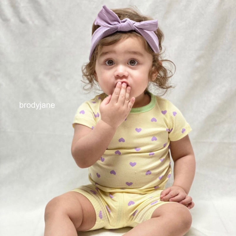 Brody Jane - Korean Children Fashion - #fashionkids - Heart Rib Short Sleeve Top Bottom Set