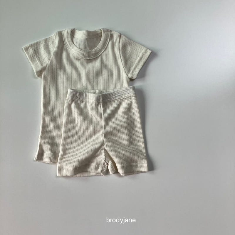 Brody Jane - Korean Children Fashion - #stylishchildhood - Jacquard Short Sleeve Top Bottom Set - 9