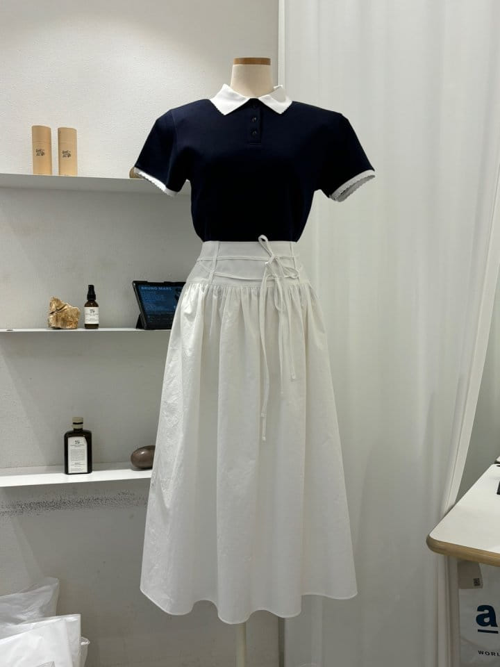 Cornerbloom - Korean Women Fashion - #womensfashion - Collar Color Tee - 8