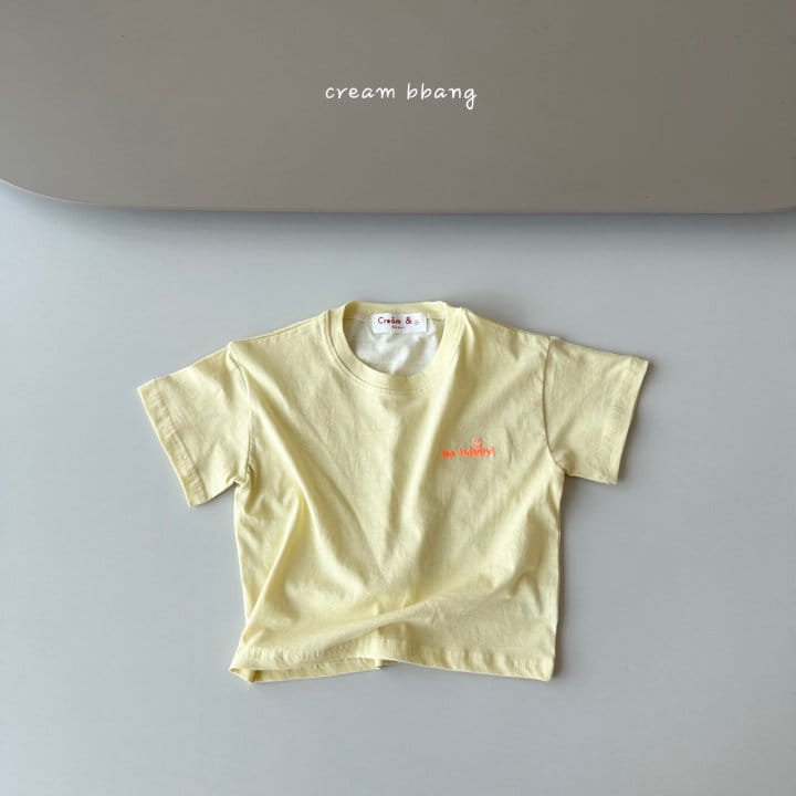 Cream Bbang - Korean Children Fashion - #childofig - Happy Embroidery Short Sleeve Tee - 4