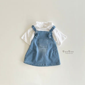 Denden - Korean Children Fashion - #childofig - Bon Bon Dungarees Denim Skirt