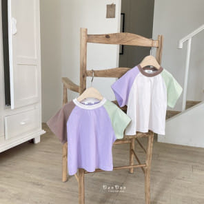 Denden - Korean Children Fashion - #designkidswear - Short Sleeve Color Raglan Tee