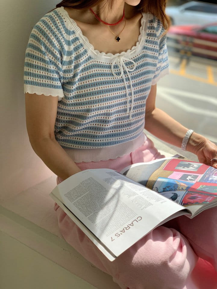 Elmu - Korean Women Fashion - #vintagekidsstyle - M Ribbon Knit - 2
