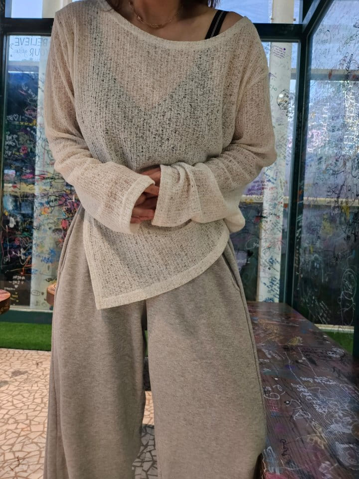 Gram - Korean Women Fashion - #momslook - L Jacquard Slit Tee - 10