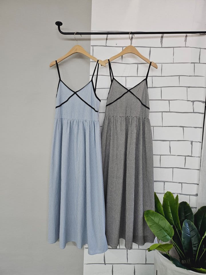 Gram - Korean Women Fashion - #pursuepretty - Check Bustier One-Piece - 5
