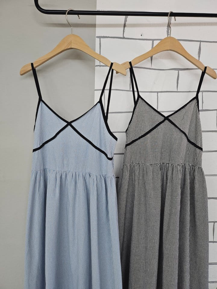 Gram - Korean Women Fashion - #vintageinspired - Check Bustier One-Piece - 4