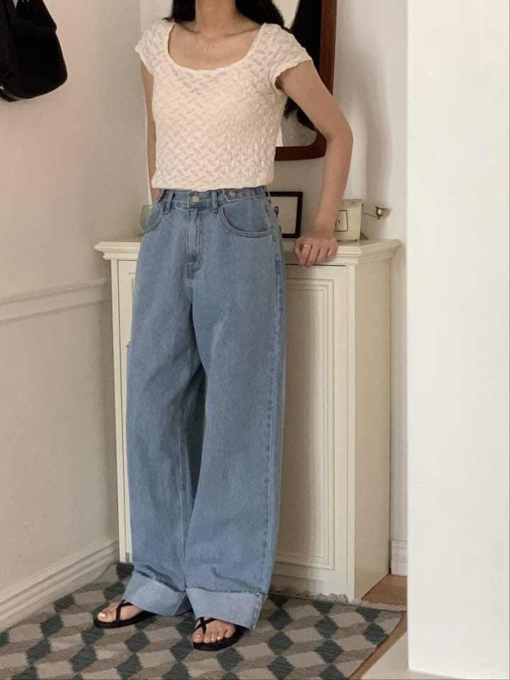 I'm here - Korean Women Fashion - #womensfashion - 843 Summer Bizo Cutting Vintage Wide Denim Pants - 8
