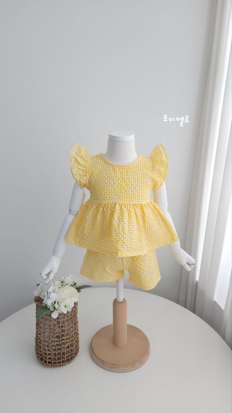 Joy ello - Korean Children Fashion - #kidzfashiontrend - Check Butterfly Top Bottom Set - 9