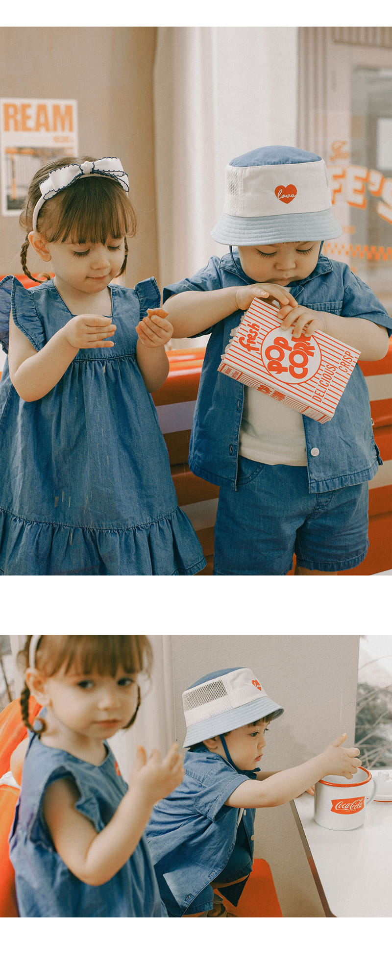 Kids Clara - Korean Baby Fashion - #babywear - Darly Chambray Denim Baby Top Bottom Set - 5