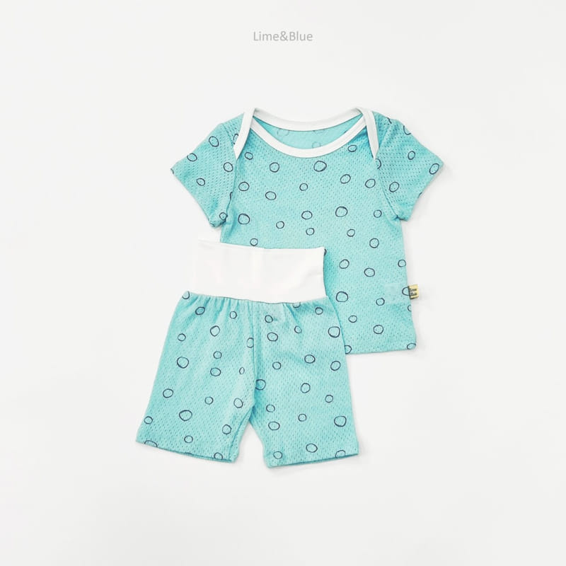 Lime & Blue - Korean Children Fashion - #designkidswear - Stone C Mesh Baby Top Bottom Set - 9
