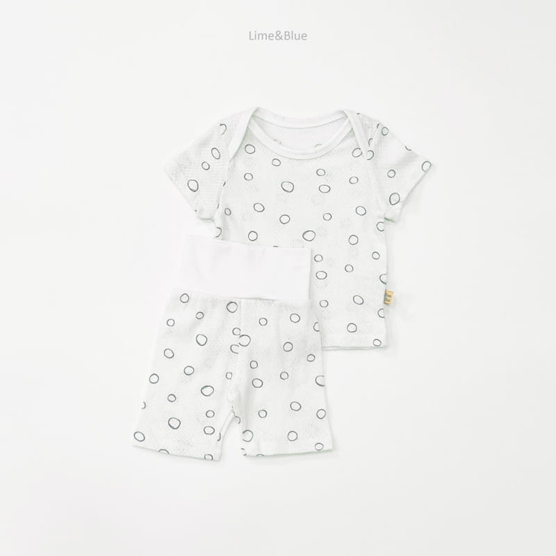 Lime & Blue - Korean Children Fashion - #discoveringself - Stone C Mesh Baby Top Bottom Set - 10