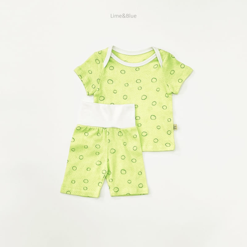 Lime & Blue - Korean Children Fashion - #prettylittlegirls - Stone C Mesh Baby Top Bottom Set - 3