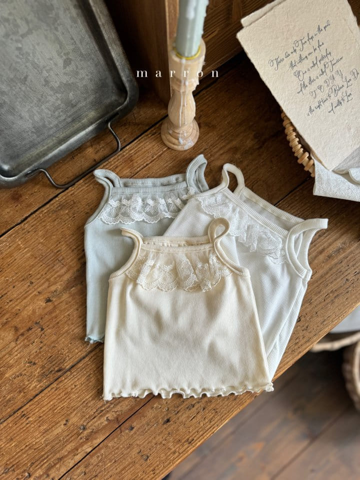 Marron Kid - Korean Baby Fashion - #onlinebabyboutique - Lace Sleeveless Tee - 2