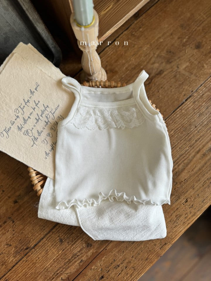Marron Kid - Korean Baby Fashion - #onlinebabyshop - Lace Sleeveless Tee - 4