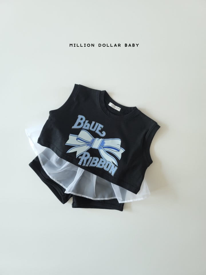 Million Dollar Baby - Korean Children Fashion - #magicofchildhood - Blue Ribbon Top Bottom Set - 4