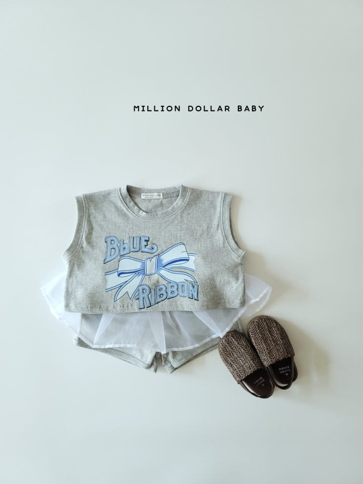 Million Dollar Baby - Korean Children Fashion - #todddlerfashion - Blue Ribbon Top Bottom Set - 6