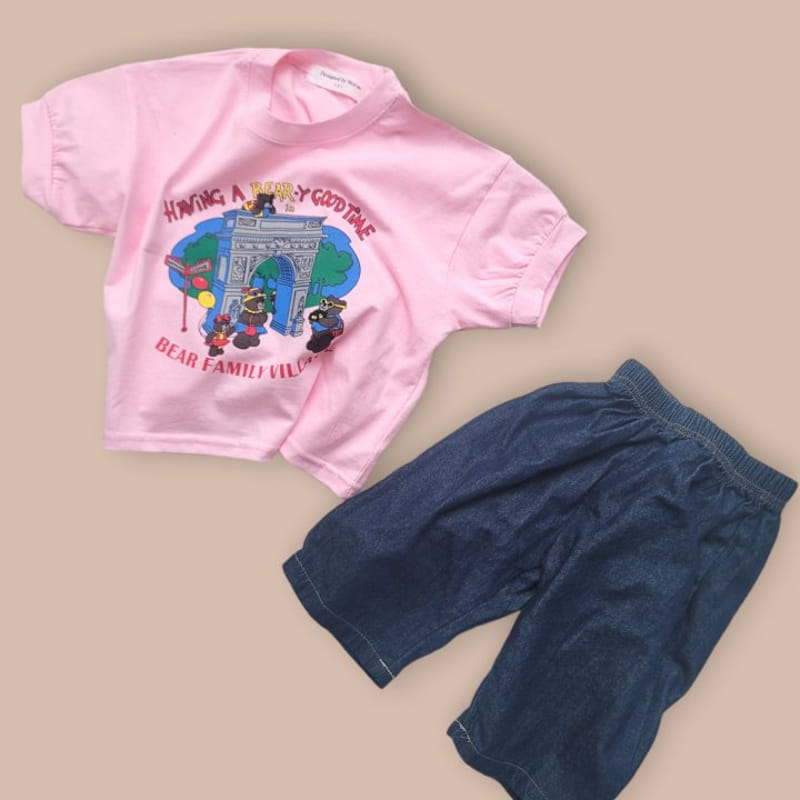 Moran - Korean Children Fashion - #toddlerclothing - Family Bear Tee - 7