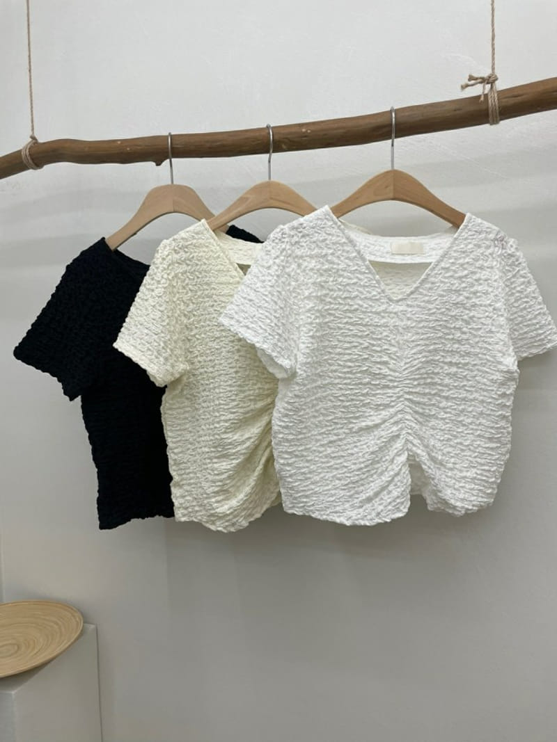 Most - Korean Women Fashion - #momslook - Popcorn Shirring Tee