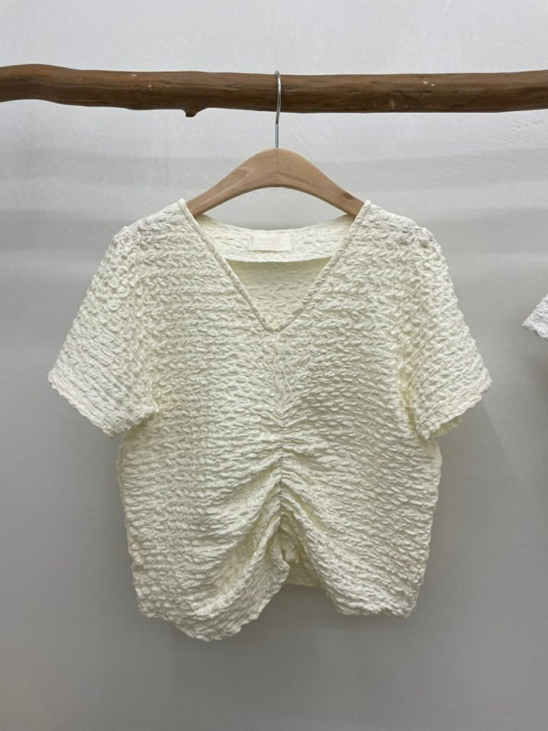 Most - Korean Women Fashion - #vintagekidsstyle - Popcorn Shirring Tee - 5