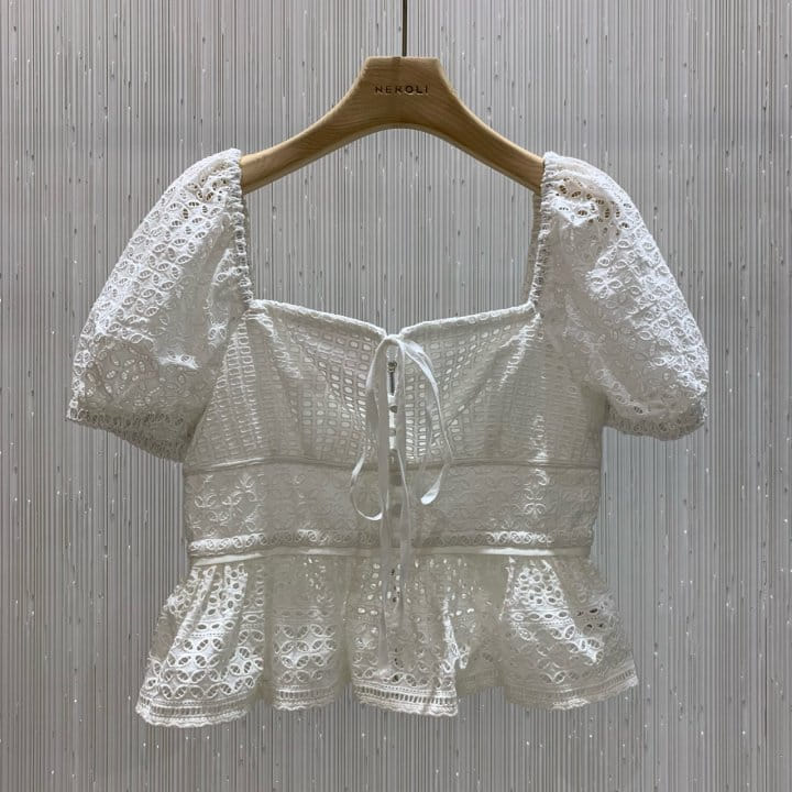 Neroli36 - Korean Women Fashion - #momslook - M Punching Square Blouse - 2