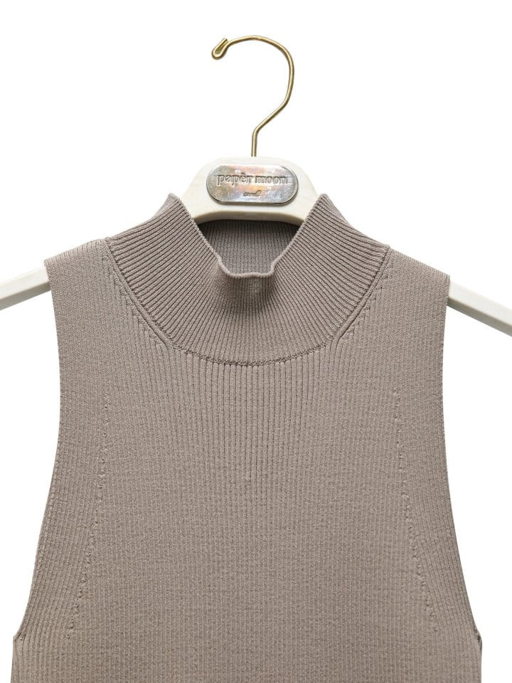 Paper Moon - Korean Women Fashion - #momslook - High Neck Ribbed Sleeveless Cropped Knit Top - 10